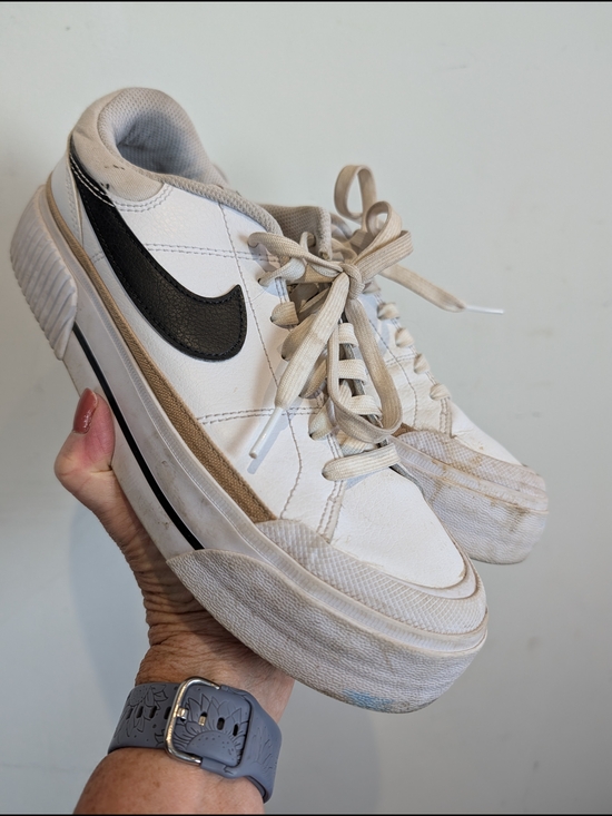 Nike Shoes - Nike White Sneakers with Black Swoosh, Size 8.5